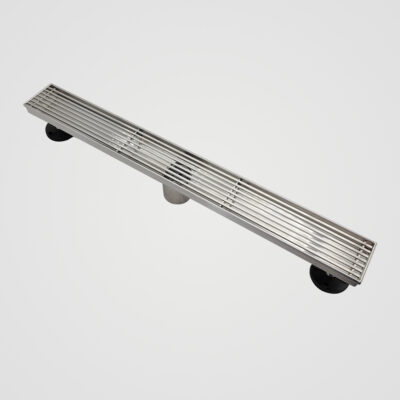 AQUADOM OCEANIC 24″ Linear Shower Drain Grid Cover, with hair strainer and adjustment feet, Marine-Grade 316 stainless steel in Satin