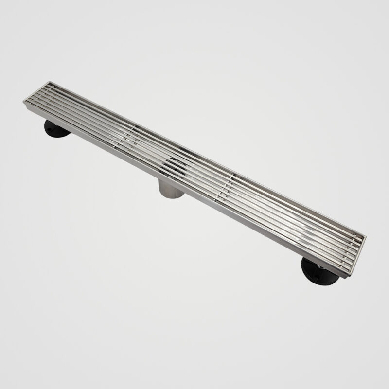 AQUADOM OCEANIC 24" Linear Shower Drain Grid Cover, with hair strainer and adjustment feet, Marine-Grade 316 stainless steel in Satin