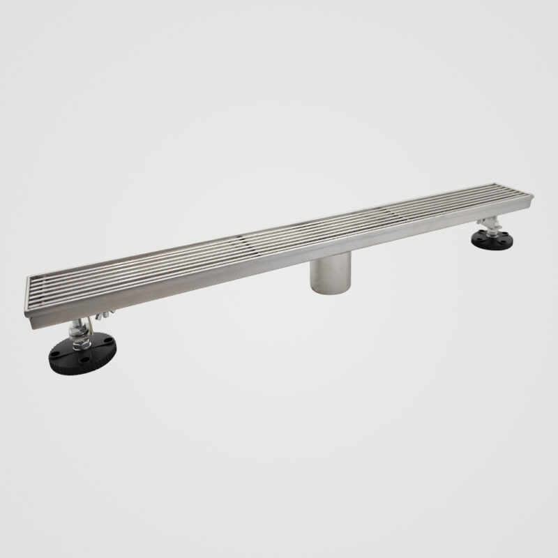 AQUADOM OCEANIC 24" Linear Shower Drain Grid Cover, with hair strainer and adjustment feet, Marine-Grade 316 stainless steel in Satin