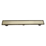 AQUADOM OCEANIC 24" Linear Shower Drain Tile-In, with hair strainer and adjustment feet, Marine-Grade 316 stainless steel in Brushed Gold