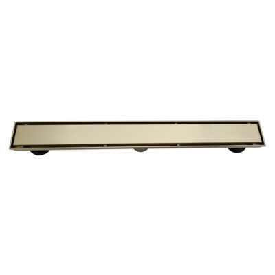 AQUADOM OCEANIC 24" Linear Shower Drain Tile-In, with hair strainer and adjustment feet, Marine-Grade 316 stainless steel in Brushed Gold