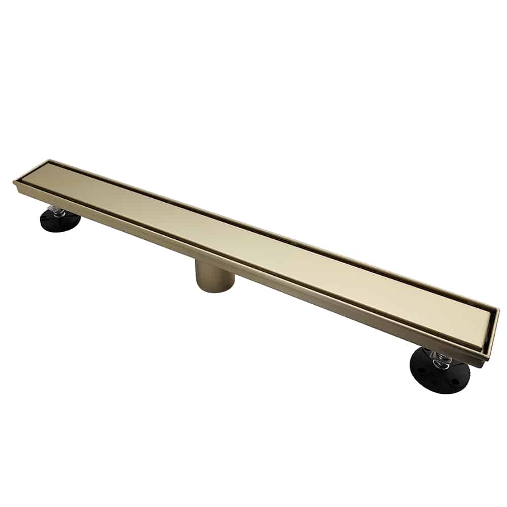 AQUADOM OCEANIC Linear Shower Drain Tile-In, with hair strainer and adjustment feet, Marine-Grade 316 stainless steel