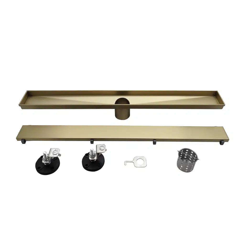 AQUADOM OCEANIC Linear Shower Drain Tile-In, with hair strainer and adjustment feet, Marine-Grade 316 stainless steel AQUADOM OCEANIC Linear Shower Drain Tile-In, with hair strainer and adjustment feet, Marine-Grade 316 stainless steel