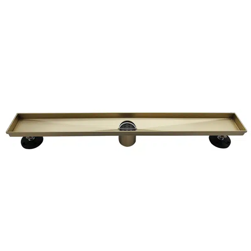 AQUADOM OCEANIC Linear Shower Drain Tile-In, with hair strainer and adjustment feet, Marine-Grade 316 stainless steel