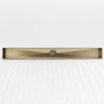 AQUADOM OCEANIC 24" Linear Shower Drain Tile-In, with hair strainer and adjustment feet, Marine-Grade 316 stainless steel in Brushed Gold