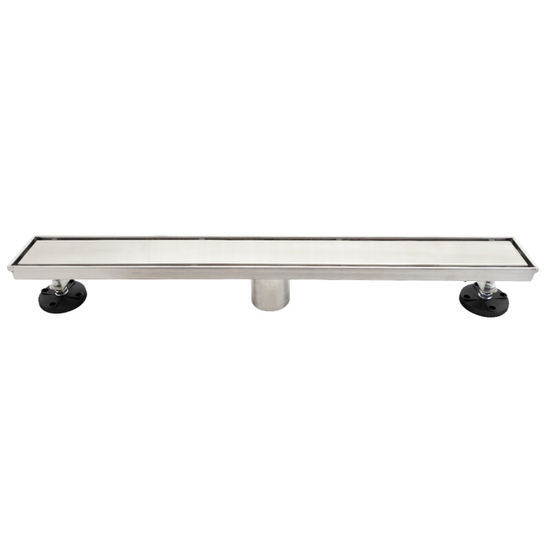 AQUADOM OCEANIC 24" Linear Shower Drain Tile-In, with hair strainer and adjustment feet, Marine-Grade 316 stainless steel in Satin AQUADOM OCEANIC 24" Linear Shower Drain Tile-In, with hair strainer and adjustment feet, Marine-Grade 316 stainless steel in Satin