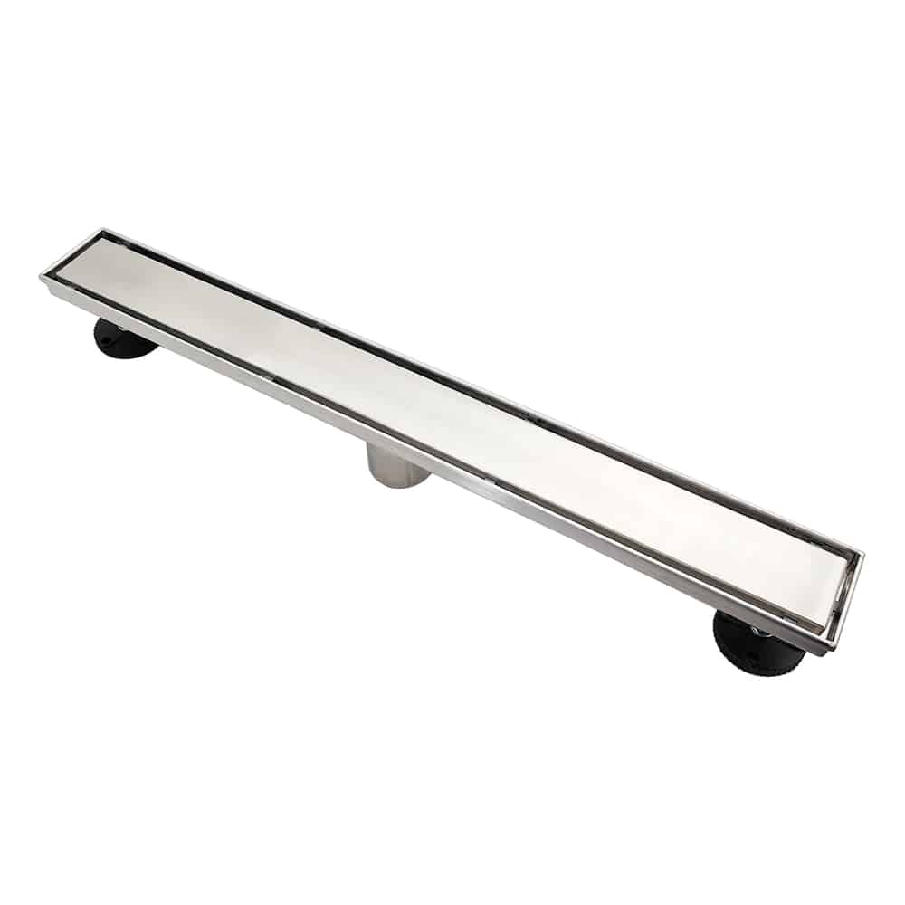 AQUADOM OCEANIC Linear Shower Drain Tile-In, with hair strainer and adjustment feet, Marine-Grade 316 stainless steel