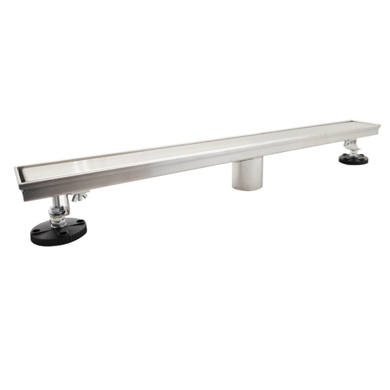 AQUADOM OCEANIC 24" Linear Shower Drain Tile-In, with hair strainer and adjustment feet, Marine-Grade 316 stainless steel in Satin