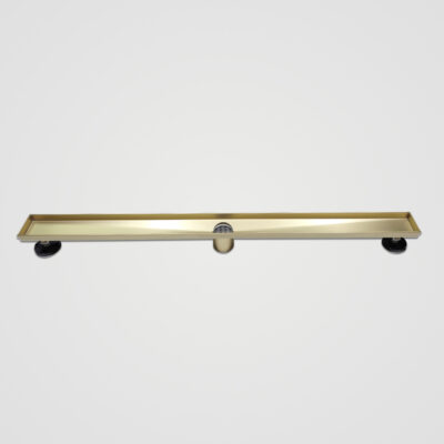 AQUADOM OCEANIC  36″ Linear Shower Drain Grid Cover, with hair strainer, Marine-Grade 316 stainless steel in Brushed Gold