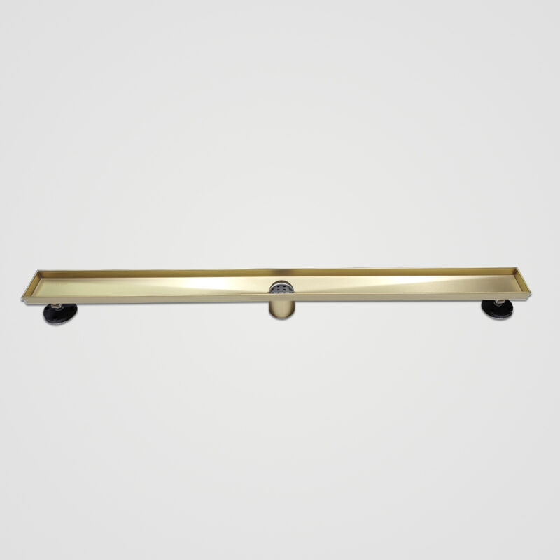 AQUADOM OCEANIC 36" Linear Shower Drain Grid Cover, with hair strainer, Marine-Grade 316 stainless steel in Brushed Gold