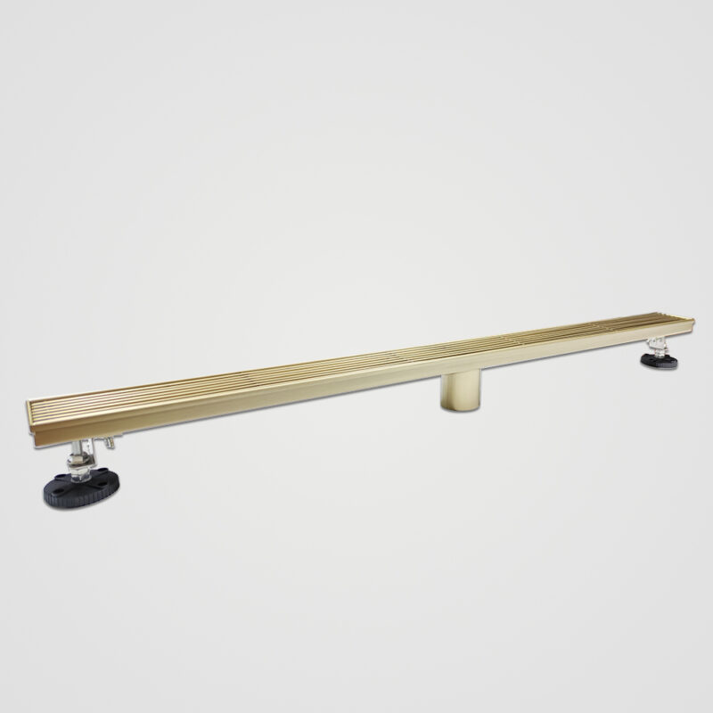 AQUADOM OCEANIC 36" Linear Shower Drain Grid Cover, with hair strainer, Marine-Grade 316 stainless steel in Brushed Gold
