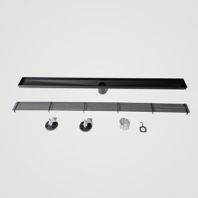 AQUADOM OCEANIC 36″ Linear Shower Drain Grid Cover, with hair strainer, Marine-Grade 316 stainless steel in Matte Black