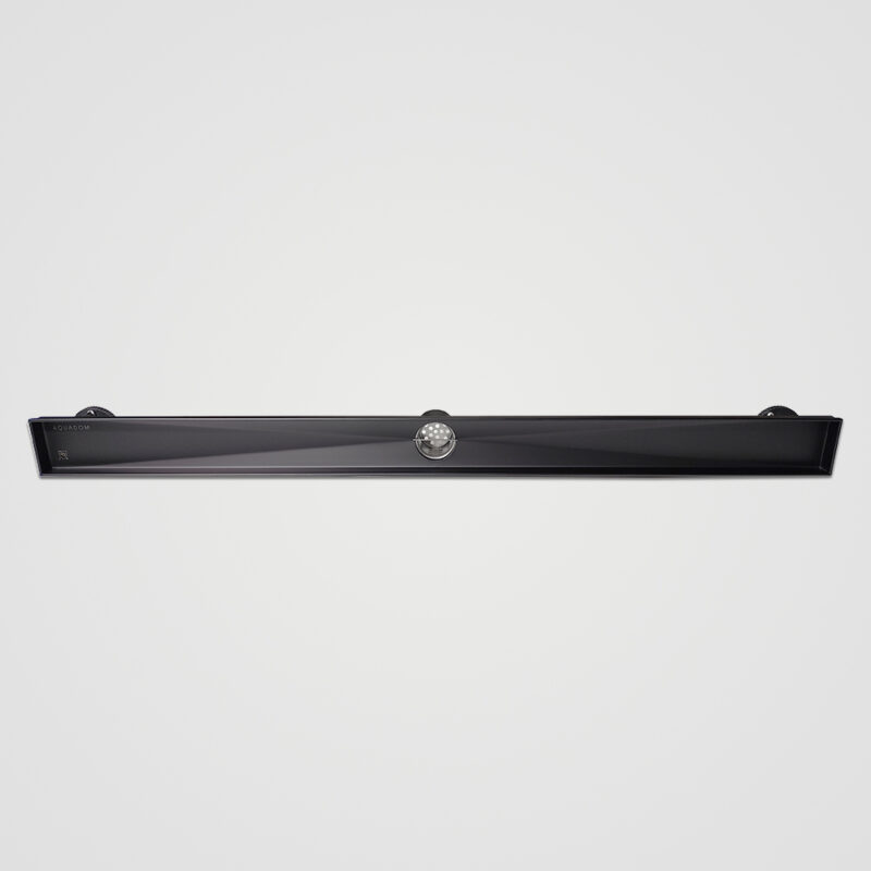 AQUADOM OCEANIC 36" Linear Shower Drain Grid Cover, with hair strainer, Marine-Grade 316 stainless steel in Matte Black