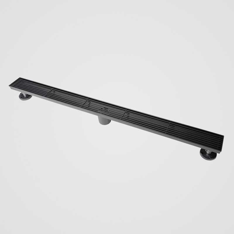 AQUADOM OCEANIC 36" Linear Shower Drain Grid Cover, with hair strainer, Marine-Grade 316 stainless steel in Matte Black