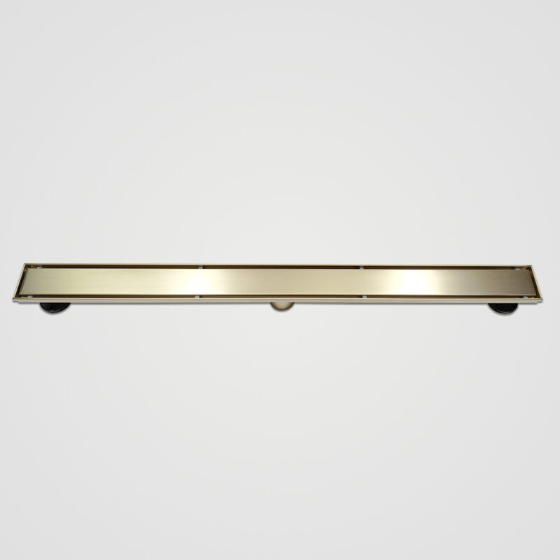 AQUADOM OCEANIC 24" Linear Shower Drain Tile-In, with hair strainer and adjustment feet, Marine-Grade 316 stainless steel in Brushed Gold (Copy) AQUADOM OCEANIC 24" Linear Shower Drain Tile-In, with hair strainer and adjustment feet, Marine-Grade 316 stainless steel in Brushed Gold (Copy)