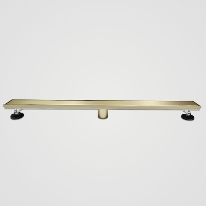 AQUADOM OCEANIC 36" Linear Shower Drain Tile-In, with hair strainer, Marine-Grade 316 stainless steel in Brushed Gold