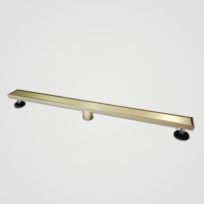 AQUADOM OCEANIC  36″ Linear Shower Drain Tile-In, with hair strainer, Marine-Grade 316 stainless steel in Brushed Gold