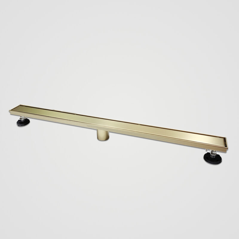 AQUADOM OCEANIC 36" Linear Shower Drain Tile-In, with hair strainer, Marine-Grade 316 stainless steel in Brushed Gold