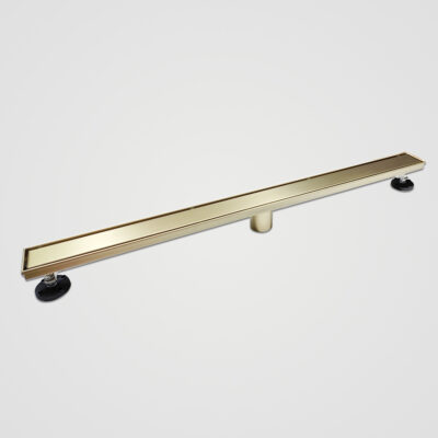 AQUADOM OCEANIC  36″ Linear Shower Drain Tile-In, with hair strainer, Marine-Grade 316 stainless steel in Brushed Gold