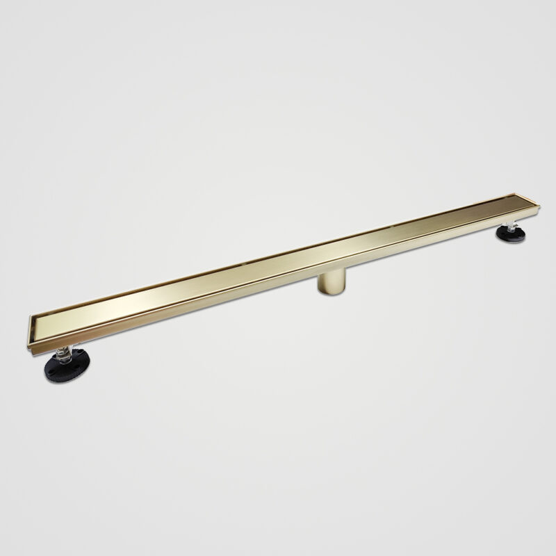 AQUADOM OCEANIC 36" Linear Shower Drain Tile-In, with hair strainer, Marine-Grade 316 stainless steel in Brushed Gold