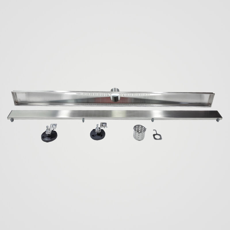 AQUADOM OCEANIC 36" Linear Shower Drain Tile-In, with hair strainer, Marine-Grade 316 stainless steel in Satin