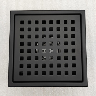 AQUADOM OCEANIC 6"x6" Square Shower Drain Grid Cover, with hair strainer, Marine-Grade 316 stainless steel in Matte Black