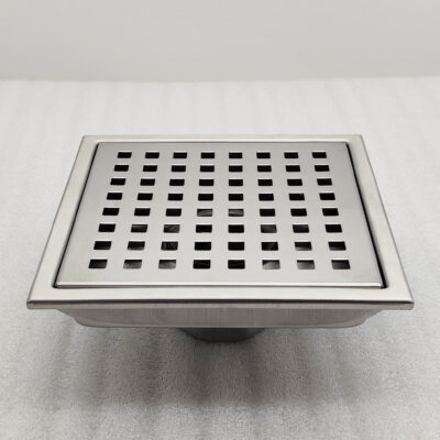 AQUADOM OCEANIC 6″x6″ Square Shower Drain Grid Cover, with hair strainer, Marine-Grade 316 stainless steel in Satin