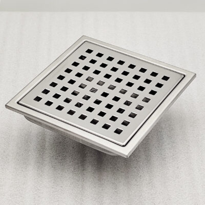 AQUADOM OCEANIC 6″x6″ Square Shower Drain Grid Cover, with hair strainer, Marine-Grade 316 stainless steel in Satin