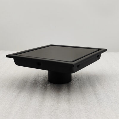 AQUADOM OCEANIC 6"x6" Square Shower Drain Tile-In, with hair strainer, Marine-Grade 316 stainless steel in Matte Black