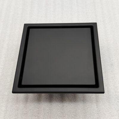 AQUADOM OCEANIC 6"x6" Square Shower Drain Tile-In, with hair strainer, Marine-Grade 316 stainless steel in Matte Black