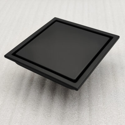 AQUADOM OCEANIC 6″x6″ Square Shower Drain Tile-In, with hair strainer, Marine-Grade 316 stainless steel in Matte Black