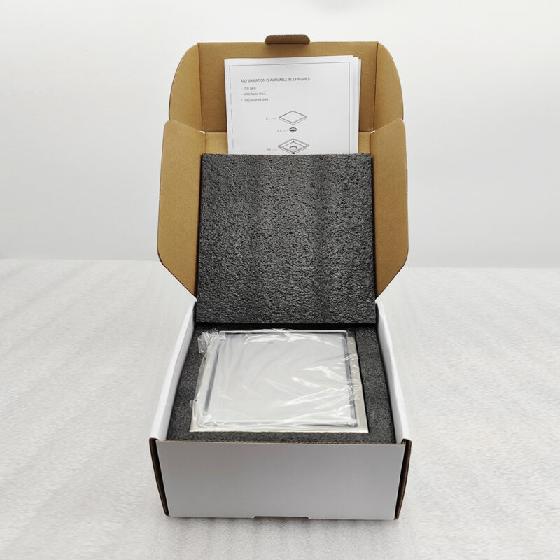 AQUADOM OCEANIC 6"x6" Square Shower Drain Tile-In, with hair strainer, Marine-Grade 316 stainless steel in Satin