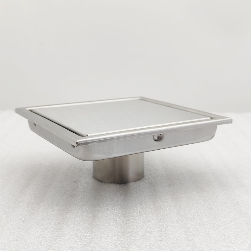 AQUADOM OCEANIC 6"x6" Square Shower Drain Tile-In, with hair strainer, Marine-Grade 316 stainless steel in Satin
