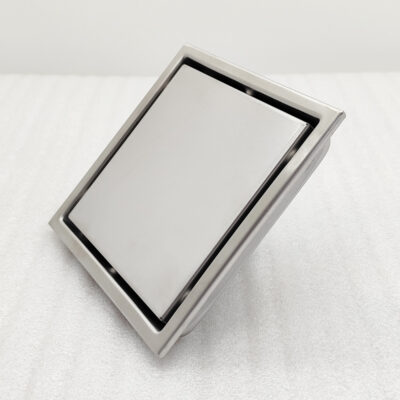 AQUADOM OCEANIC 6"x6" Square Shower Drain Tile-In, with hair strainer, Marine-Grade 316 stainless steel in Satin