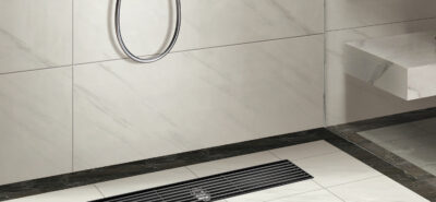 AQUADOM OCEANIC Linear Shower Drain Grid Cover, with hair strainer and adjustment feet, Marine-Grade 316 stainless steel - Matte Black, 24"x2 3/4"x7/8"