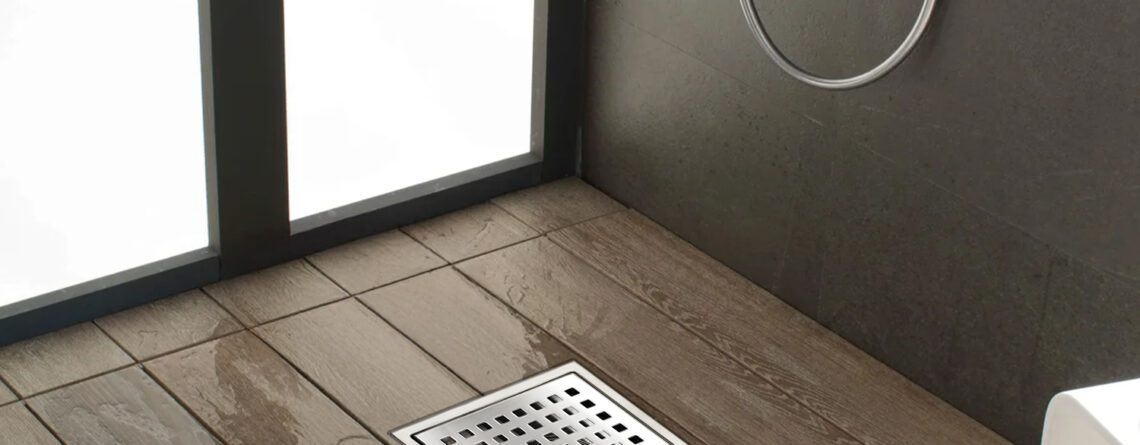 AQUADOM OCEANIC Square Shower Drain Grid Cover, with hair strainer, Marine-Grade 316 stainless steel - Satin