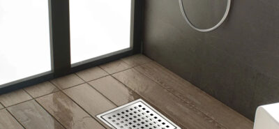 AQUADOM OCEANIC Square Shower Drain Grid Cover, with hair strainer, Marine-Grade 316 stainless steel - Satin