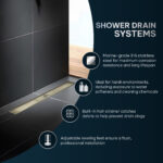 AQUADOM OCEANIC Linear Shower Drain, Marine-Grade 316 Stainless Steel, Grid Cover with Hair Strainer and Adjustment Feet