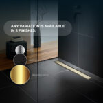 AQUADOM OCEANIC Linear Shower Drain, Marine-Grade 316 Stainless Steel, Grid Cover with Hair Strainer and Adjustment Feet