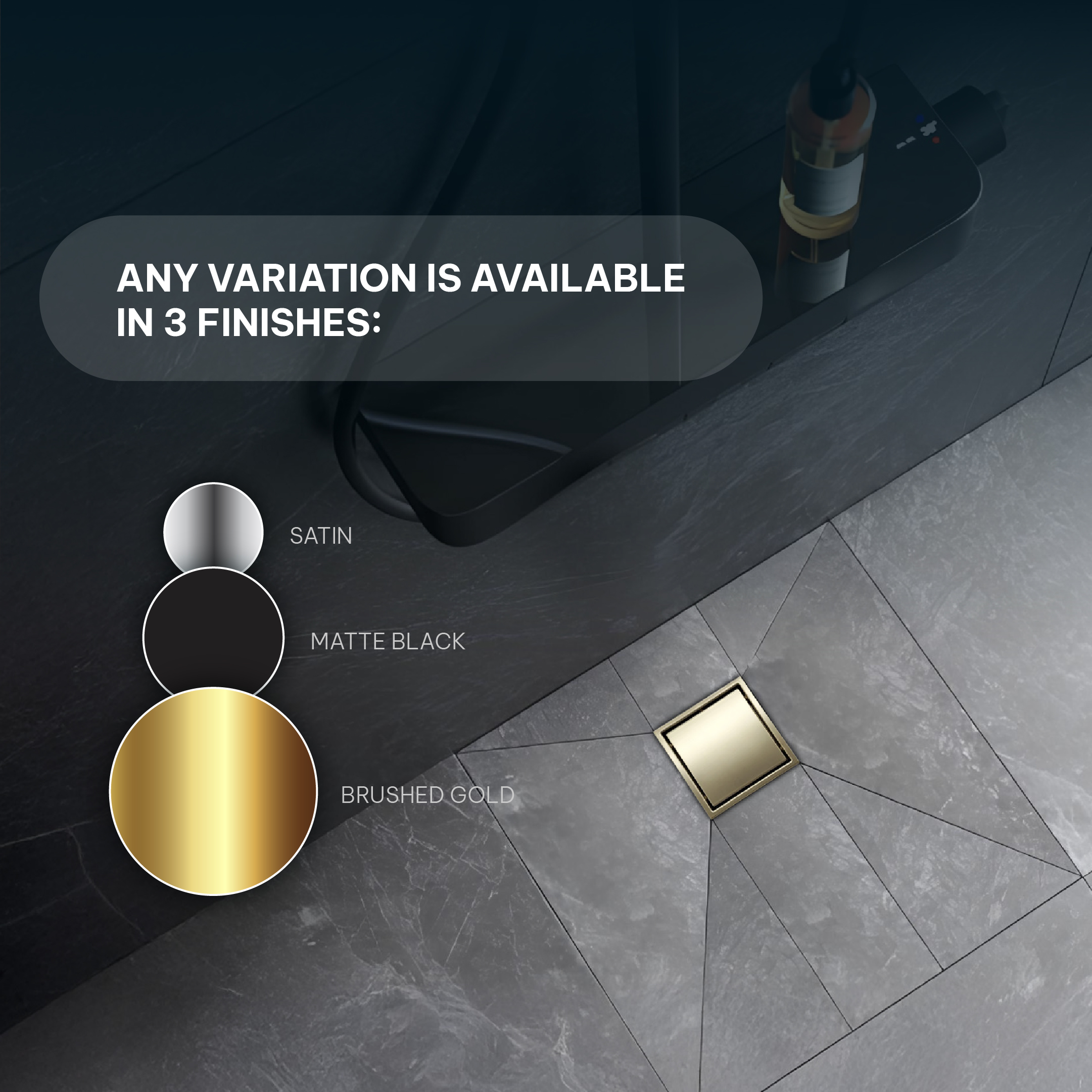 AQUADOM OCEANIC 6"x6" Square Shower Drain, Marine-Grade 316 Stainless Steel, Tile-In with Hair Strainer AQUADOM OCEANIC 6"x6" Square Shower Drain, Marine-Grade 316 Stainless Steel, Tile-In with Hair Strainer