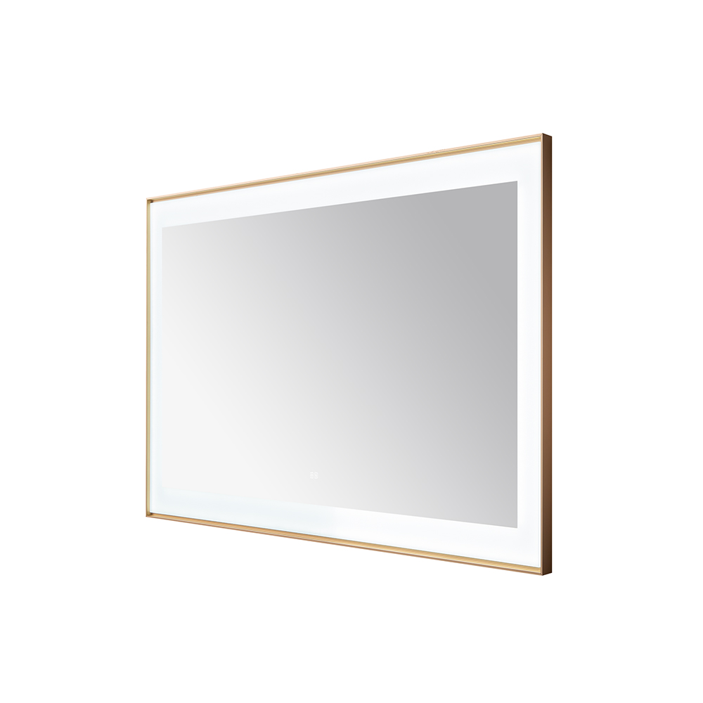 AQUADOM Lexington 48"x36"x2.28" LED Lighted Framed Mirror for Bathrooms with Defogger, Dimmer, Touch Control, 3 Color Lighting in Brushed Gold  AQUADOM Lexington 48"x36"x2.28" LED Lighted Framed Mirror for Bathrooms with Defogger, Dimmer, Touch Control, 3 Color Lighting in Brushed Gold