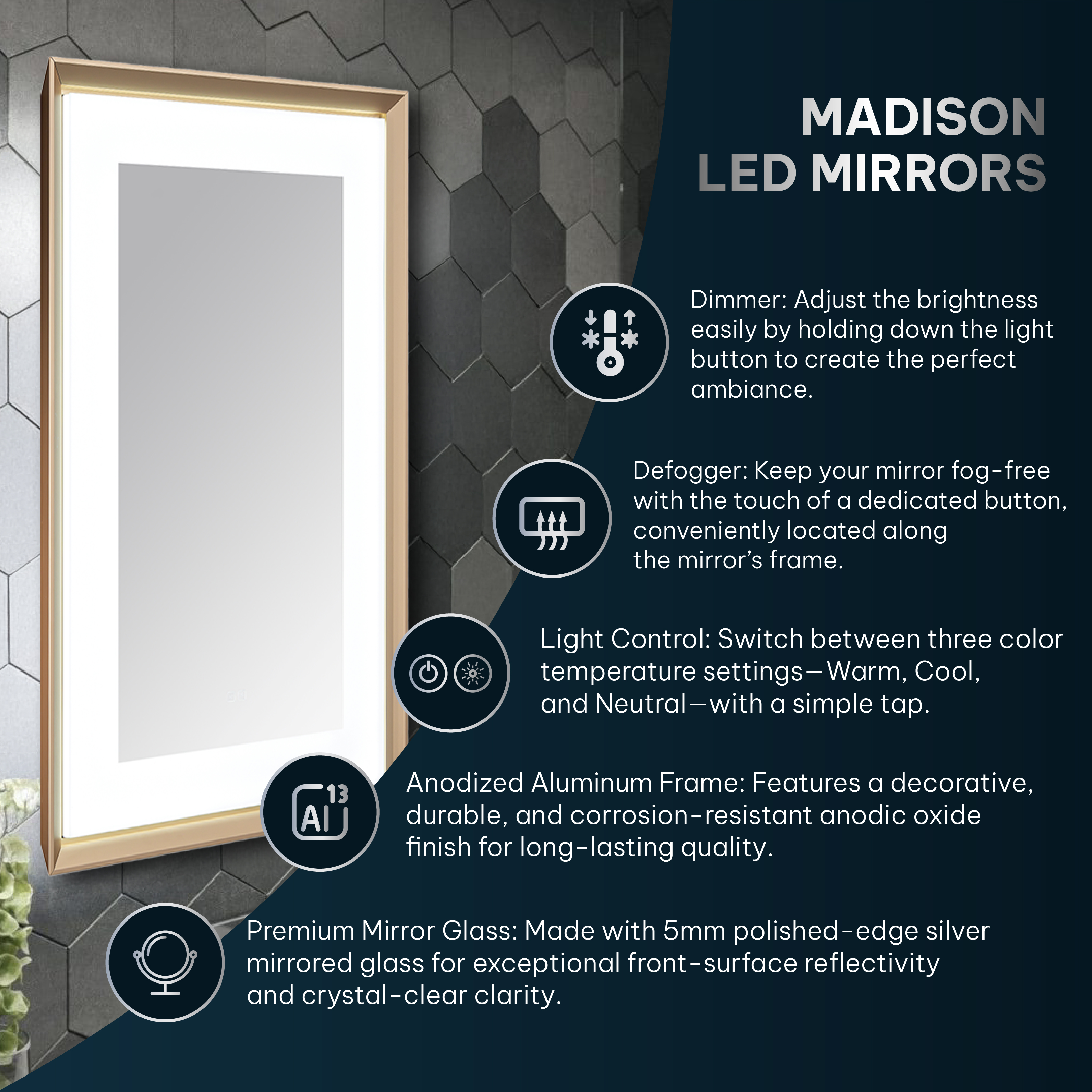 Madison LED Mirror For Bathroom Collection