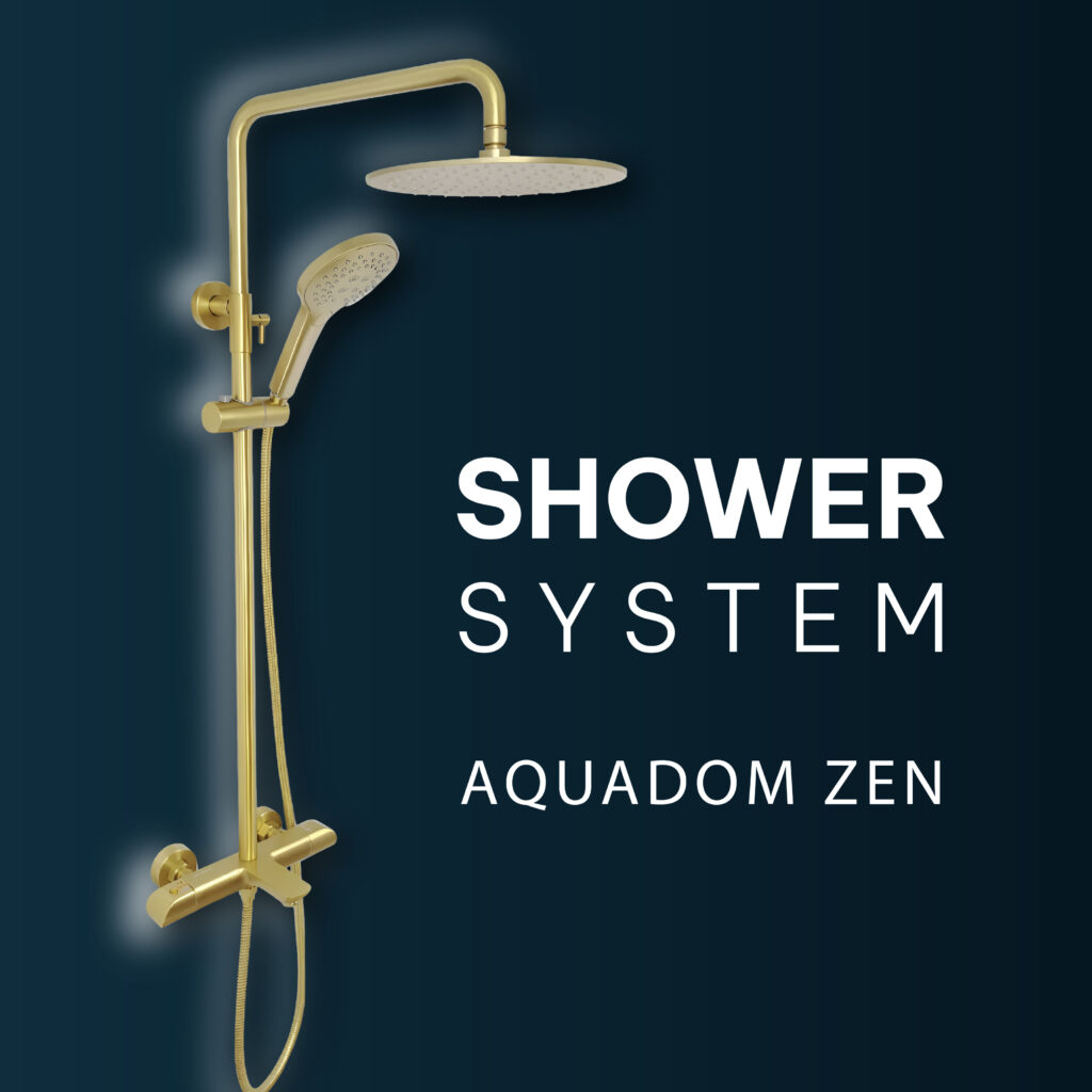 AQUADOM ZEN Thermostatic Shower Systems | Luxury Rain Shower with Hand Shower & Tub Spout