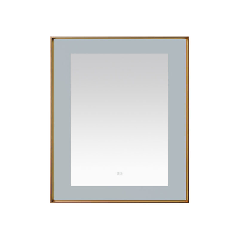  AQUADOM Lexington 30"x36"x2.28" LED Lighted Framed Mirror for Bathrooms with Defogger, Dimmer, Touch Control, 3 Color Lighting in Brushed Gold