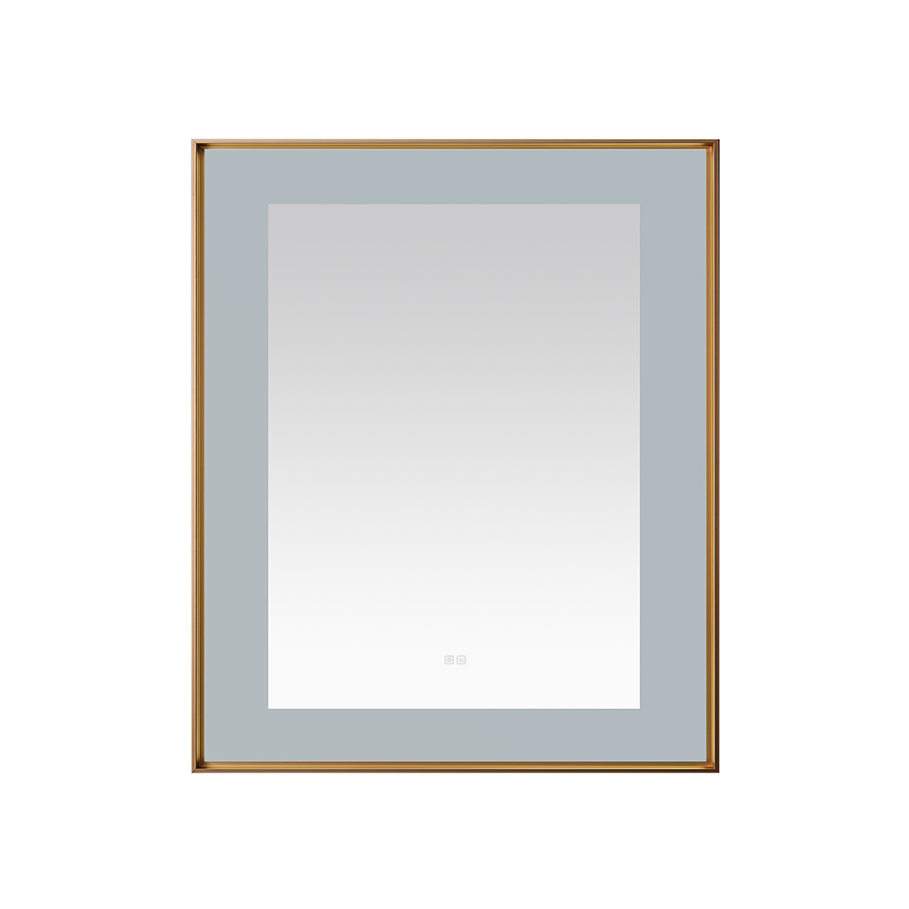 AQUADOM Lexington 30"x36"x2.28" LED Lighted Framed Mirror for Bathrooms with Defogger, Dimmer, Touch Control, 3 Color Lighting in Brushed Gold  AQUADOM Lexington 30"x36"x2.28" LED Lighted Framed Mirror for Bathrooms with Defogger, Dimmer, Touch Control, 3 Color Lighting in Brushed Gold
