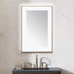  AQUADOM Lexington 24"x36"x2.28"LED Lighted Slim Frame Mirror with Defogger, 3 Color Lighting, Wall Mount Vertical or Horizontal Installation in Brushed Gold