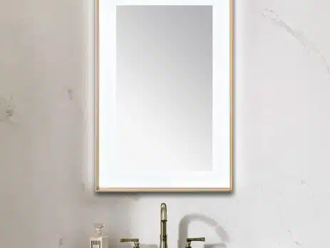  AQUADOM Lexington 24"x36"x2.28"LED Lighted Slim Frame Mirror with Defogger, 3 Color Lighting, Wall Mount Vertical or Horizontal Installation in Brushed Gold