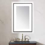  AQUADOM Lexington 24"x36"x2.28" LED Lighted Slim Frame Mirror with Defogger, 3 Color Lighting, Wall Mount Vertical or Horizontal Installation in Matte Black