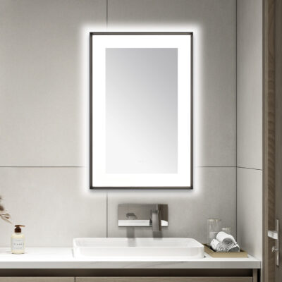  AQUADOM Lexington 24"x36"x2.28" LED Lighted Framed Mirror for Bathrooms with Defogger, Dimmer, Touch Control, 3 Color Lighting in Matte Black