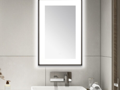 AQUADOM Lexington 24"x36"x2.28" LED Lighted Framed Mirror for Bathrooms with Defogger, Dimmer, Touch Control, 3 Color Lighting in Matte Black